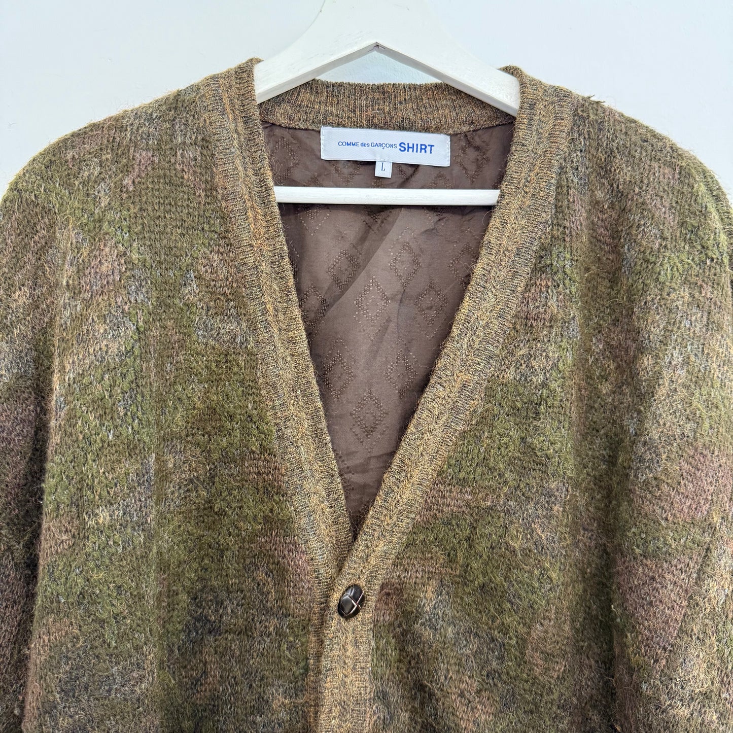 COMME des GARÇONS SHIRT Jacquard Camo Lined Cardigan (Early 2010s)