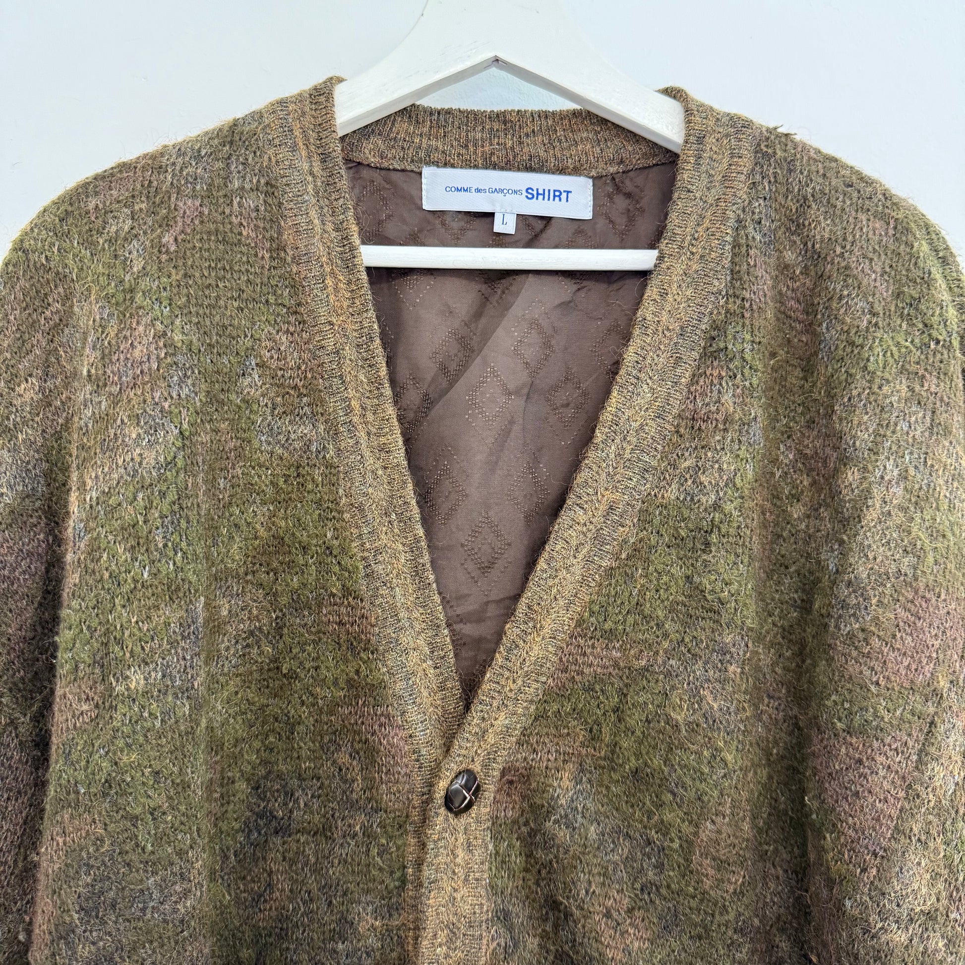 COMME des GARÇONS SHIRT Jacquard Camo Lined Cardigan (Early 2010s)