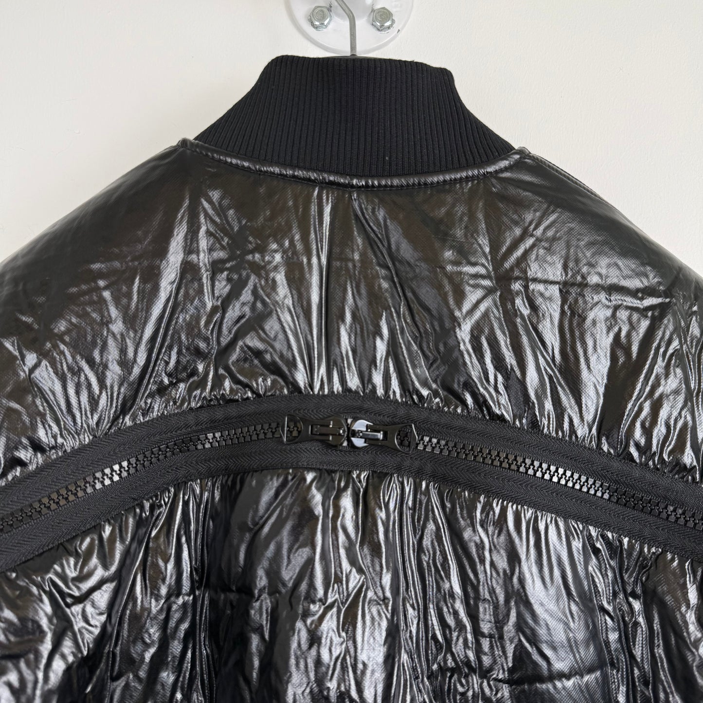 Dries Van Noten FW21 Back-Zip Crinkled Technical Bomber