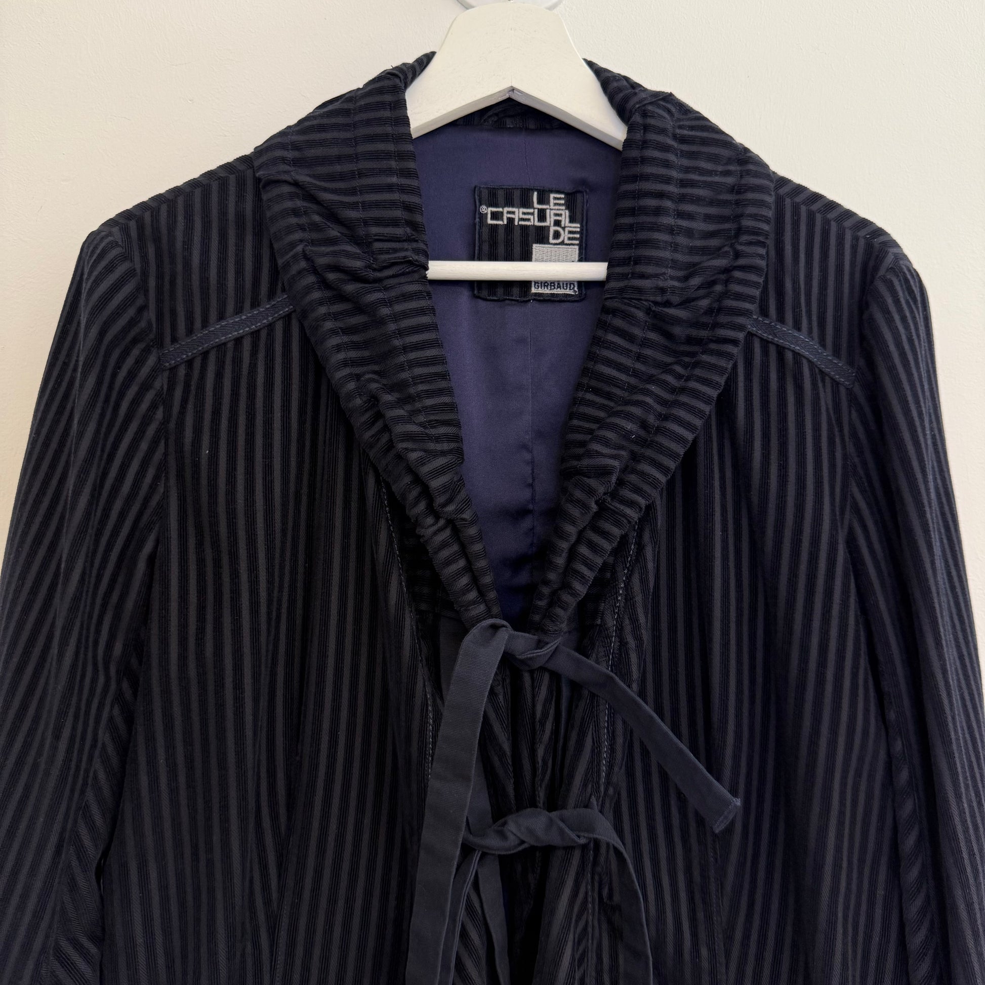 Marithe & Francois Girbaud Striped woven blazer with bondage laces