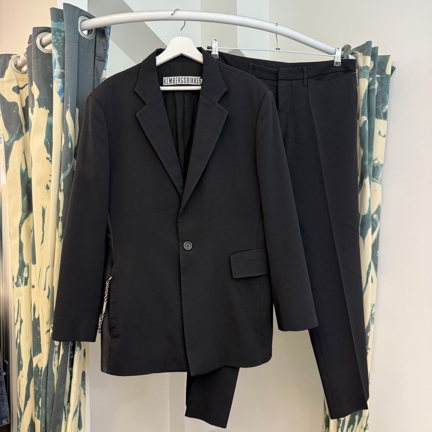 Dirk Bikkembergs 2-Piece Suit with Leather Inlay & Chain Detail