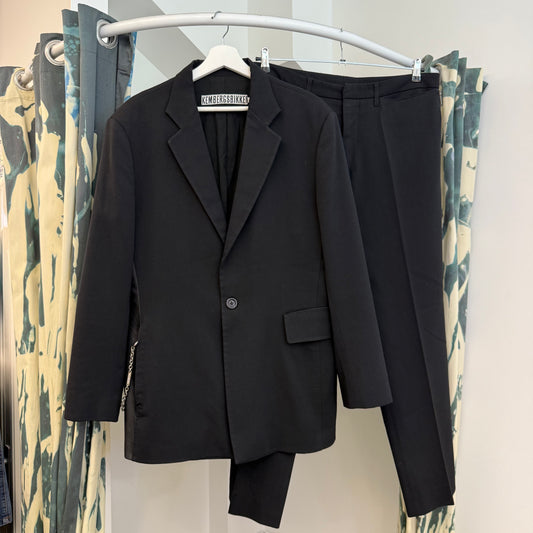 Dirk Bikkembergs 2-Piece Suit with Leather Inlay & Chain Detail
