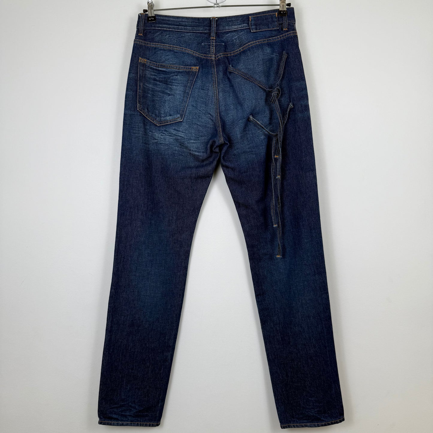 MM6 Maison Margiela Blue Wash Knot-Detail Straight Leg Jeans