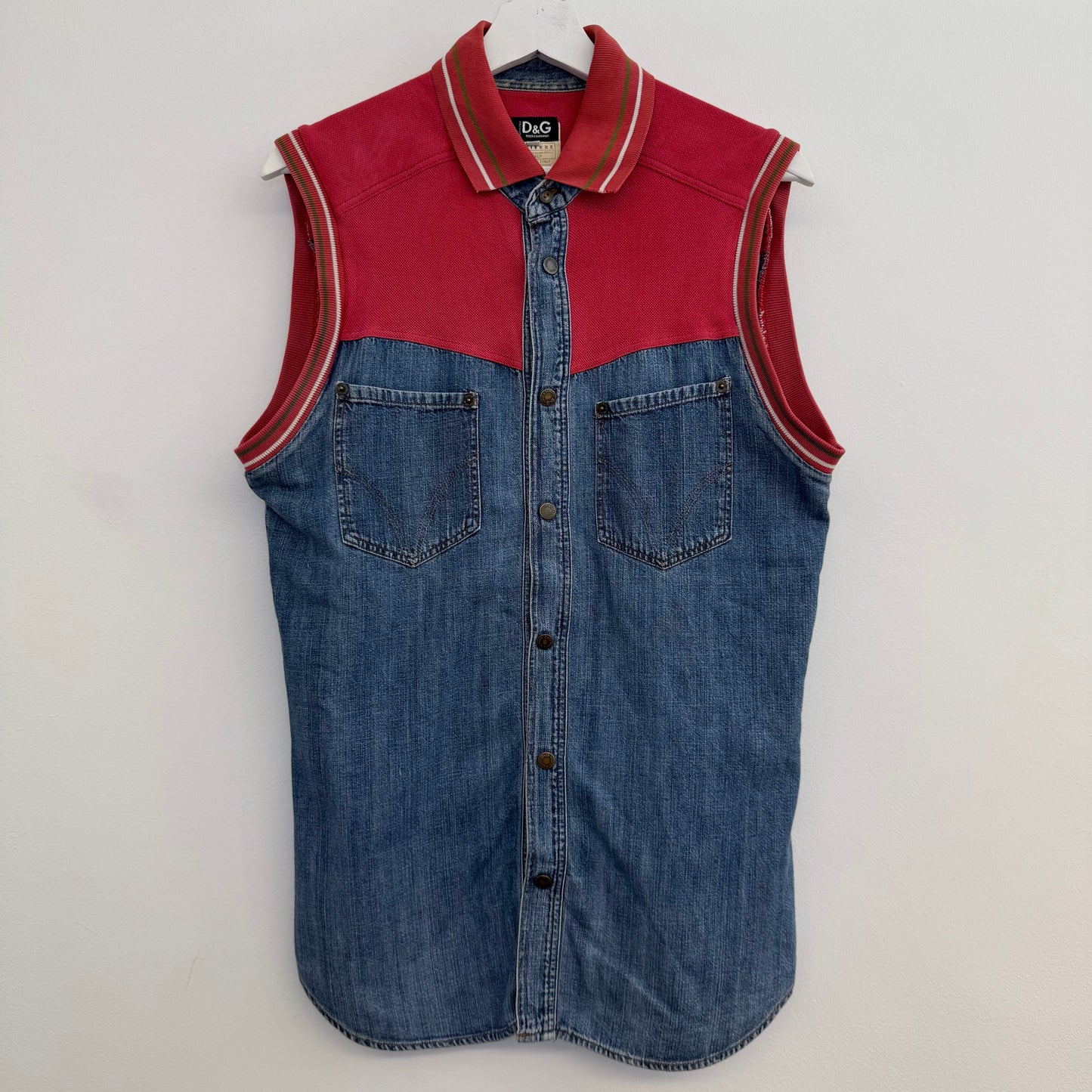 Dolce & Gabbana D&G Vintage "Funky Sport" Denim Sleeveless Shirt Vest