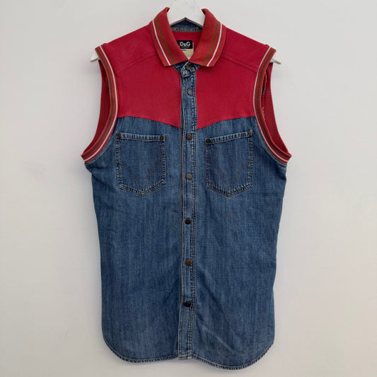 Dolce & Gabbana D&G Vintage "Funky Sport" Denim Sleeveless Shirt Vest