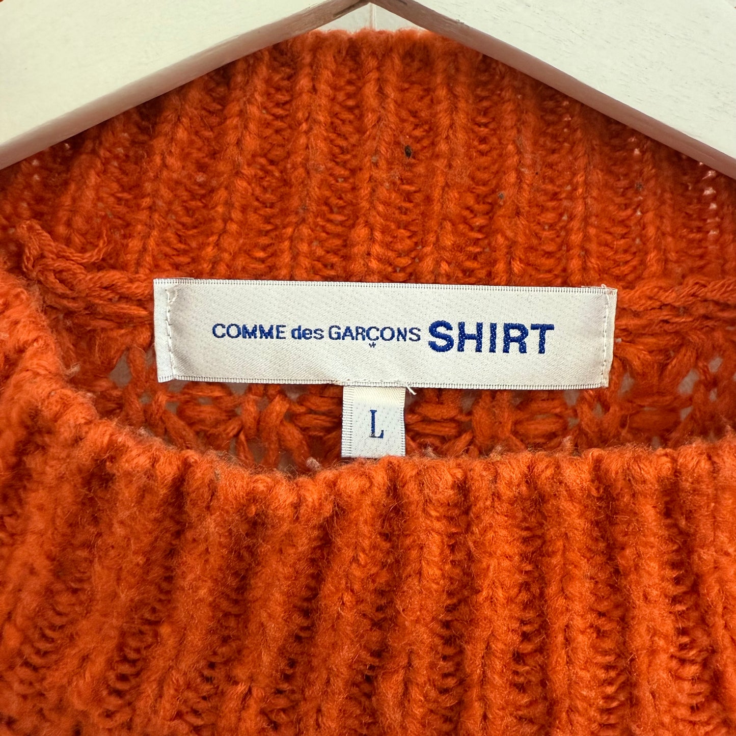 COMME des GARÇONS SHIRT, gebreide, zacht oranje trui