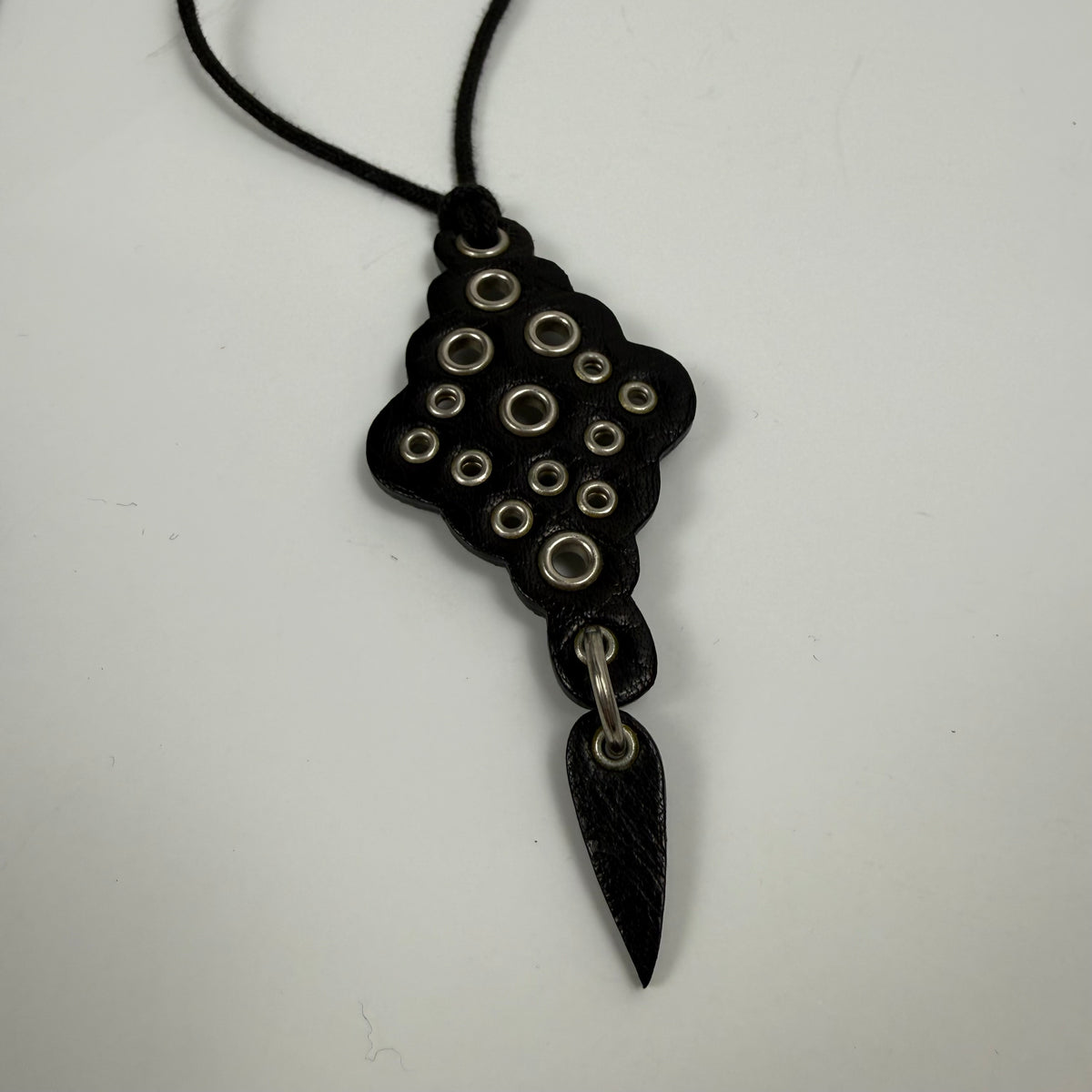 Jean Paul Gaultier Leather Grommet Pendant Necklace
