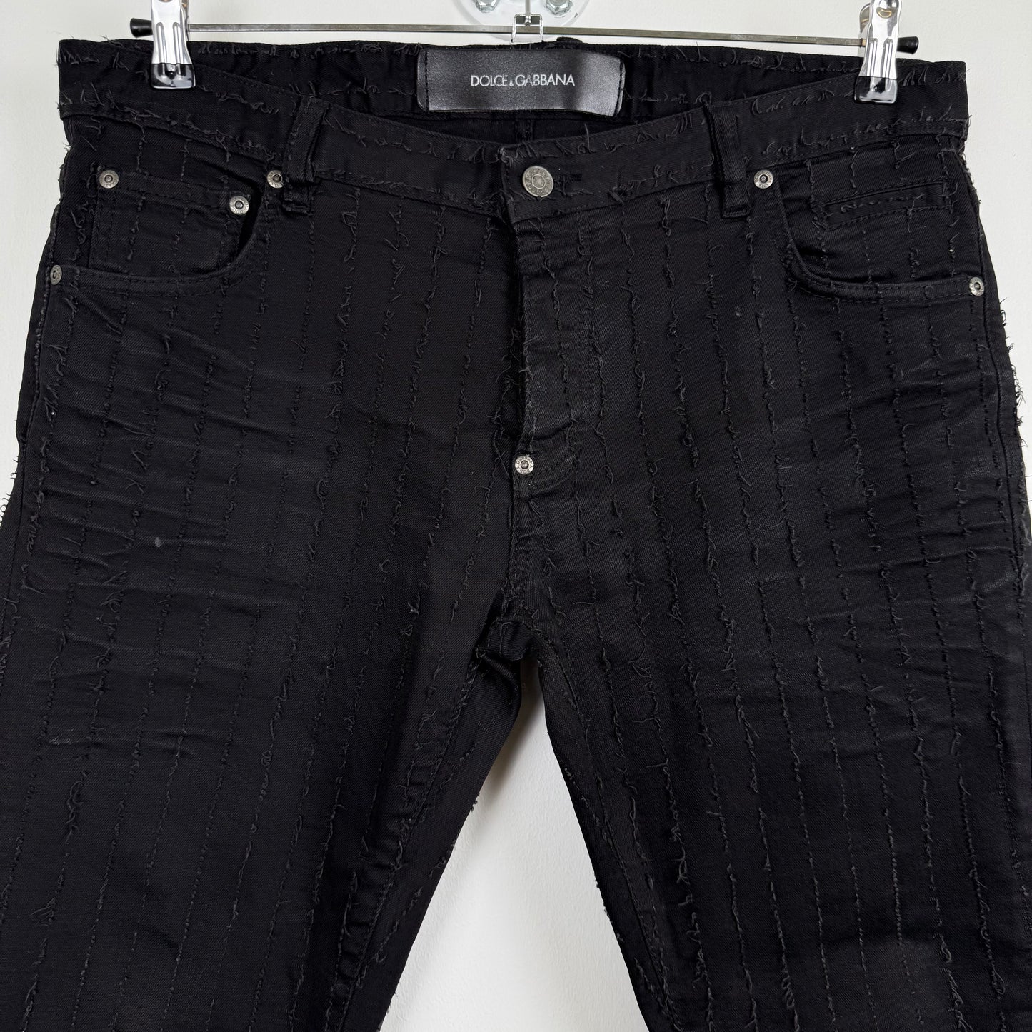Dolce & Gabbana '14 Gold' Distressed Striped Denim **
