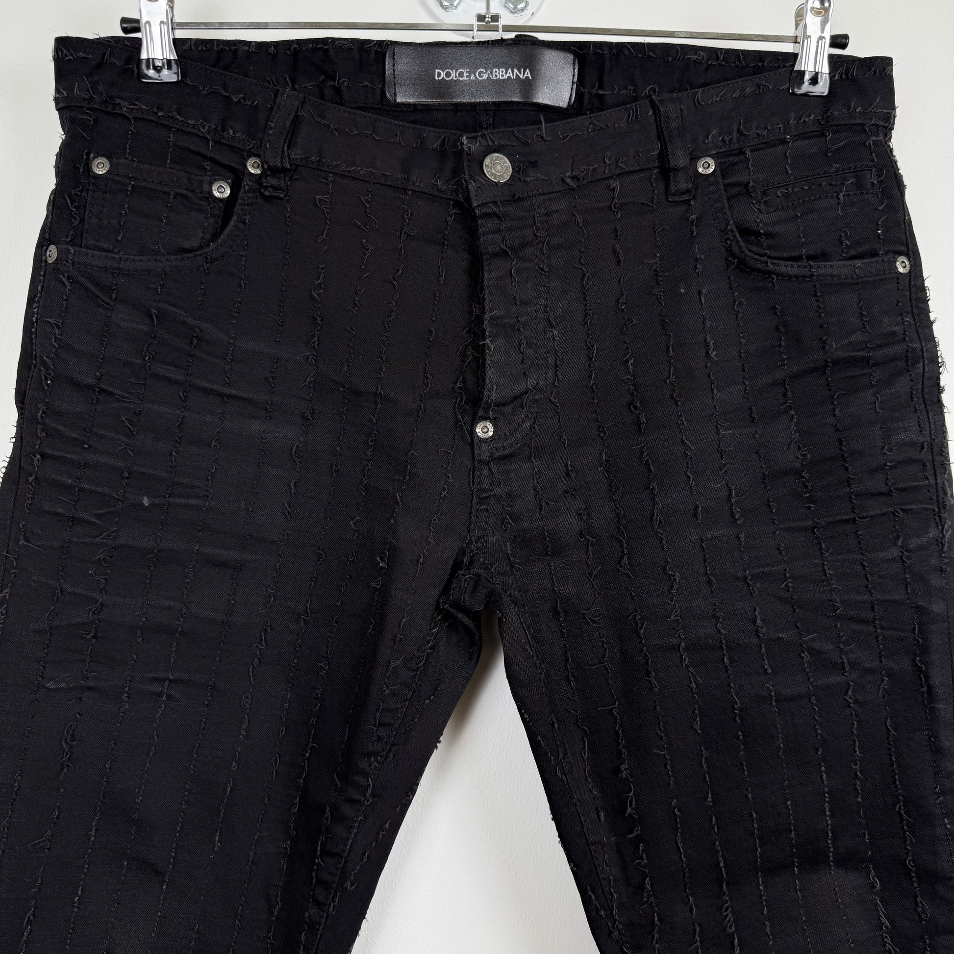 Dolce & Gabbana '14 Gold' Distressed Striped Denim **