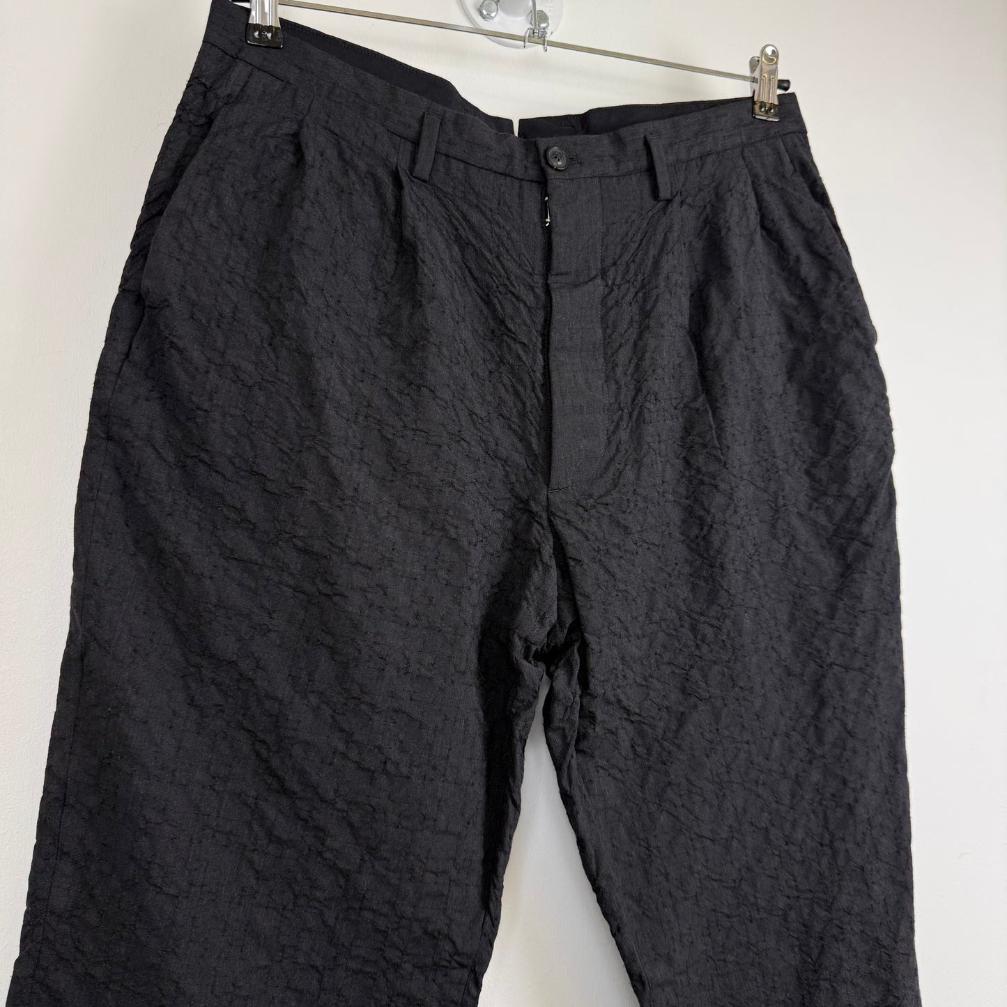 Maison Margiela Line 14 Black Crinkled Pleated Trousers