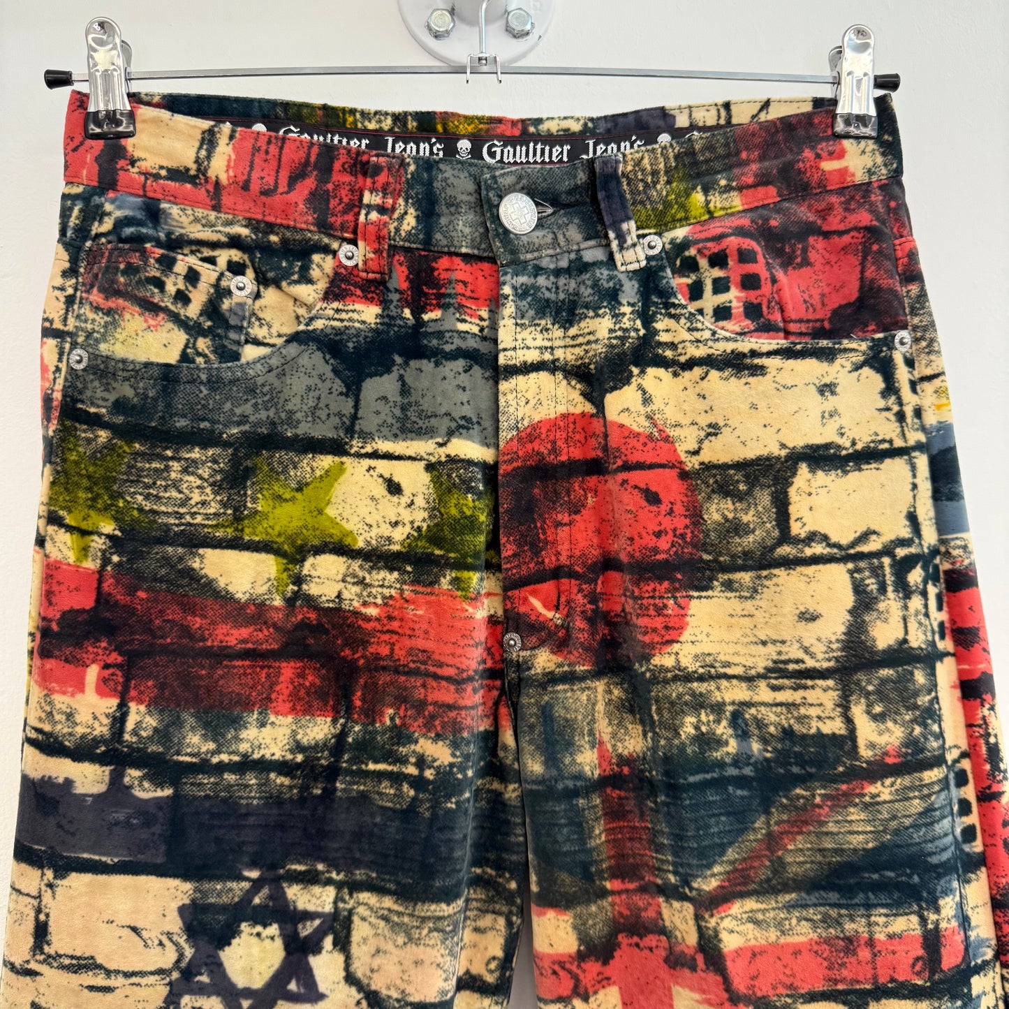 Jean Paul Gaultier "Fight Racism" Brick Wall Print Trousers