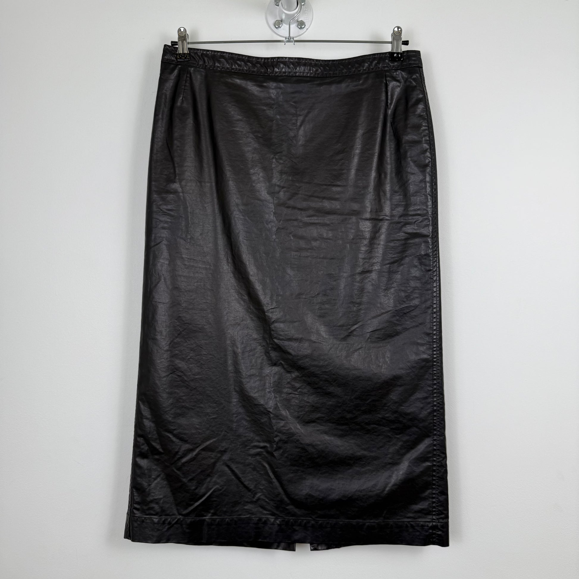 Dries van Noten Fake leather black midi skirt