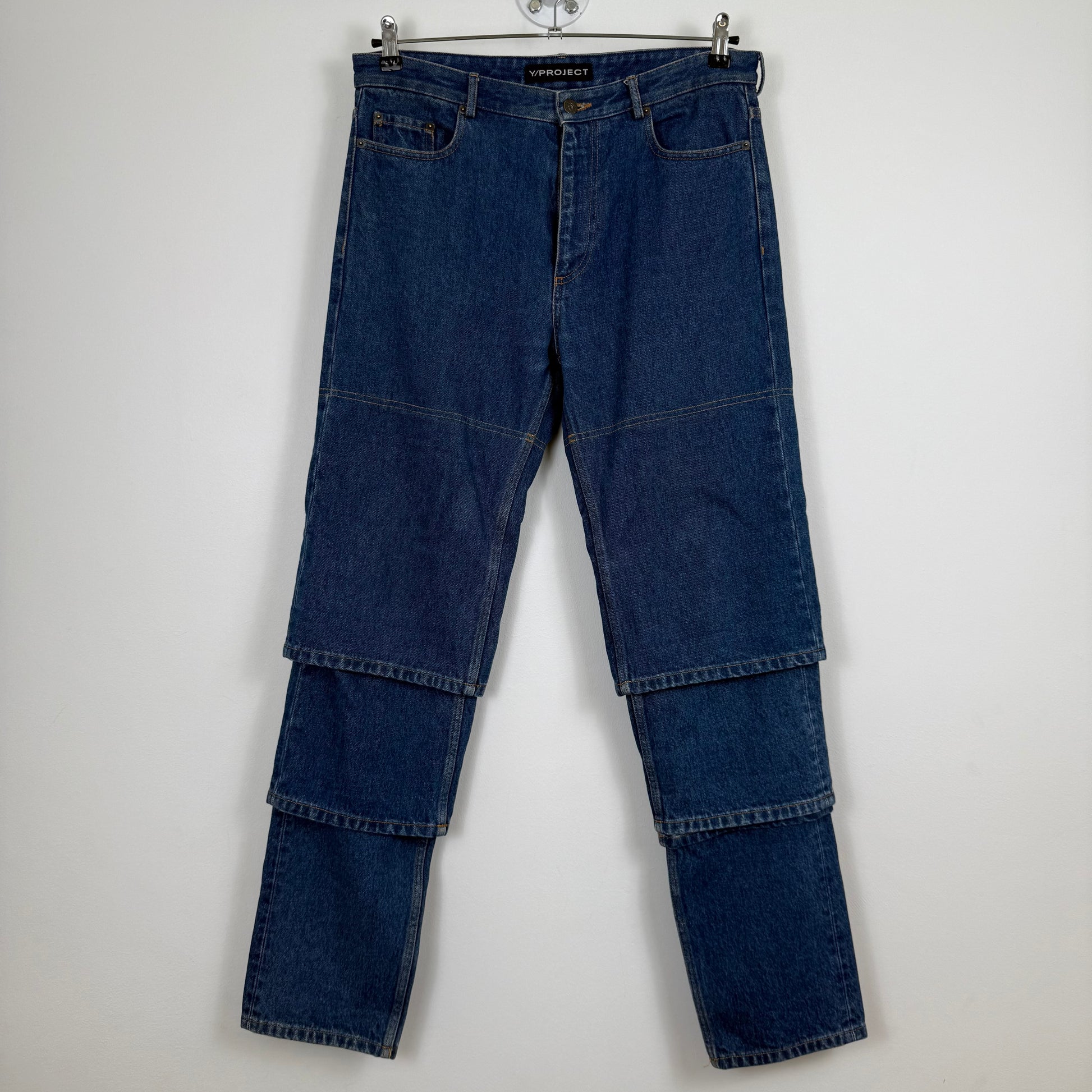 Y/Project Multi-Cuff Layered Denim Jeans
