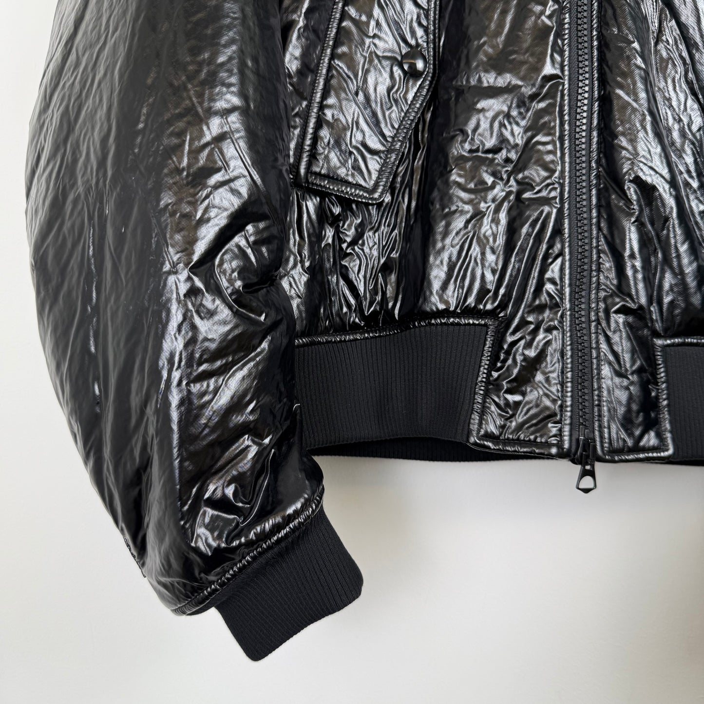 Dries Van Noten FW21 Back-Zip Crinkled Technical Bomber