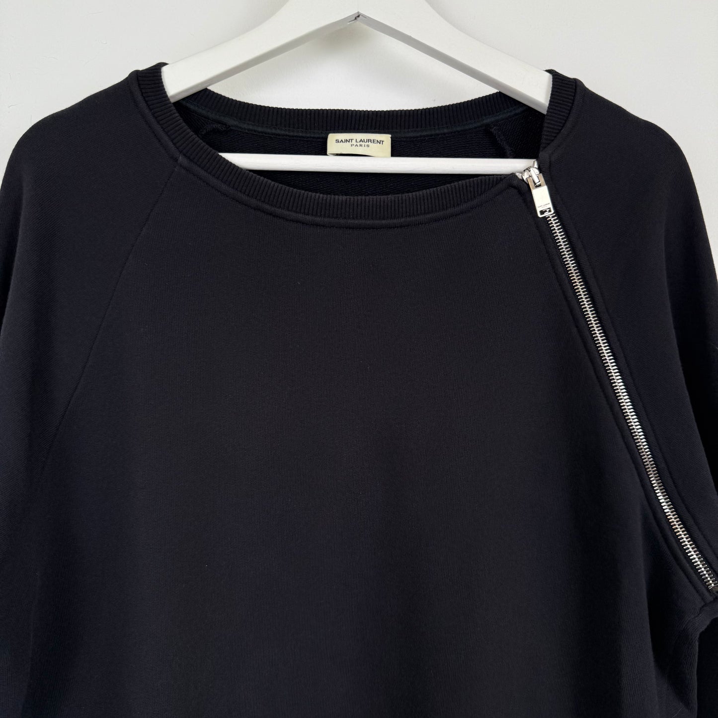 Saint Laurent Paris 2014 Asymmetric Zip Raglan Sweatshirt