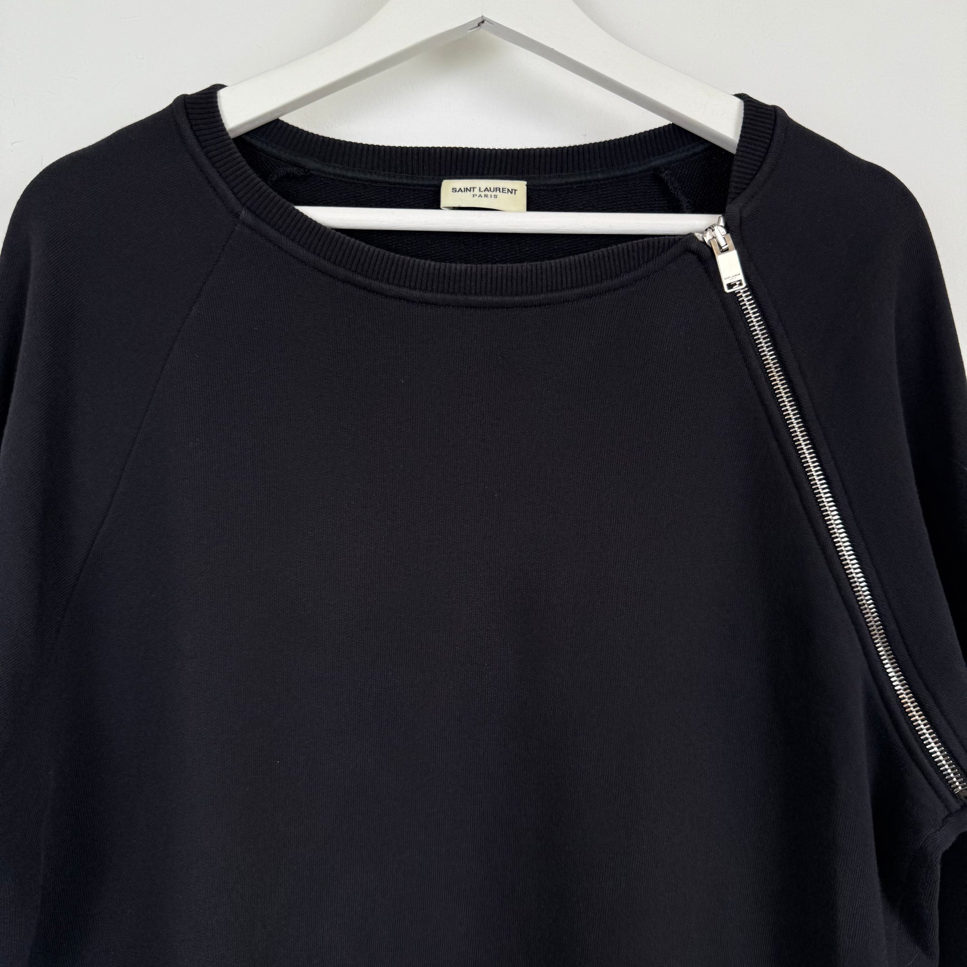 Saint Laurent Paris 2014 Asymmetric Zip Raglan Sweatshirt
