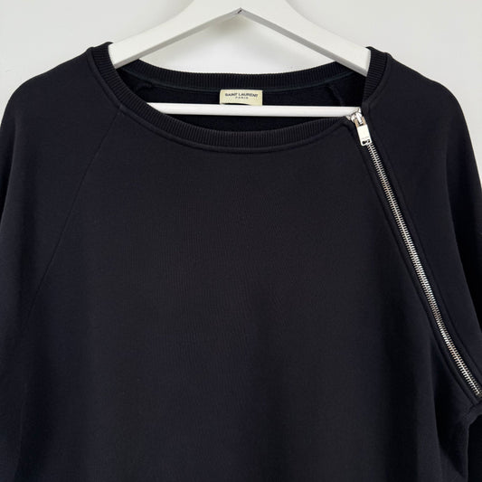 Saint Laurent Paris 2014 Asymmetric Zip Raglan Sweatshirt