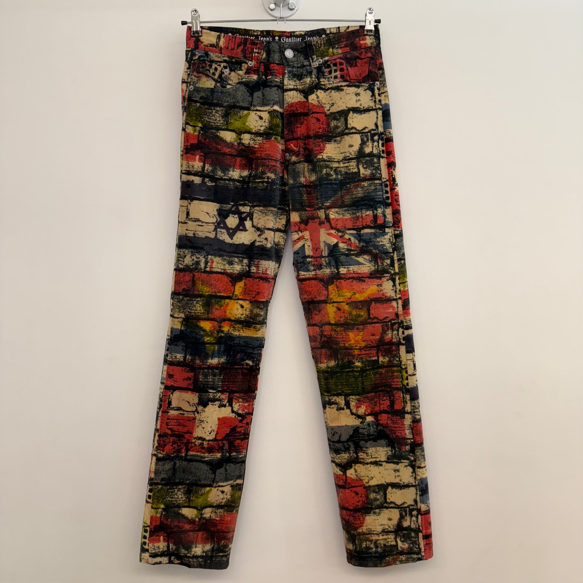 Jean Paul Gaultier "Fight Racism" Brick Wall Print Trousers