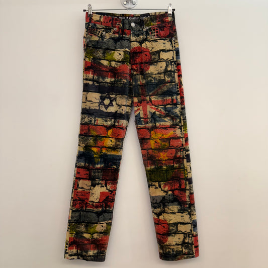 Jean Paul Gaultier "Fight Racism" Brick Wall Print Trousers