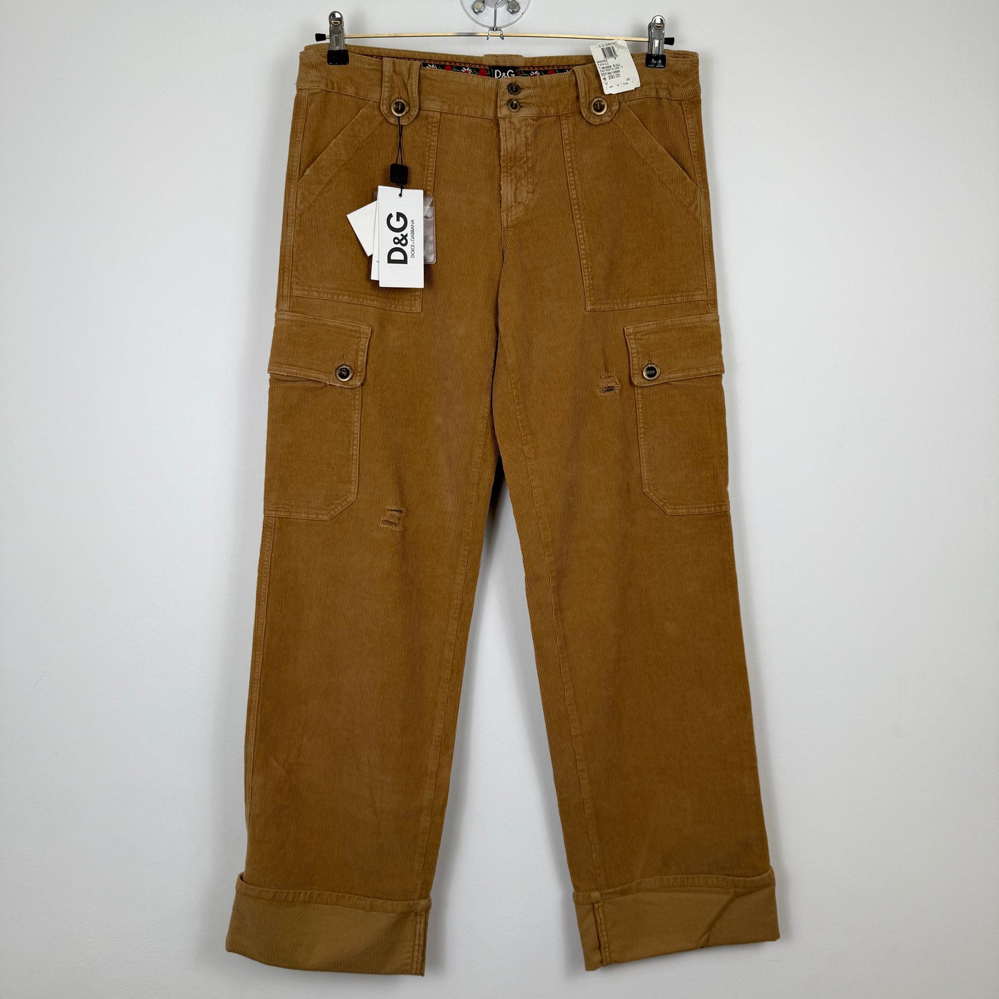 D&G Dolce & Gabbana Vintage Corduroy Cargo Pants - New With Tags