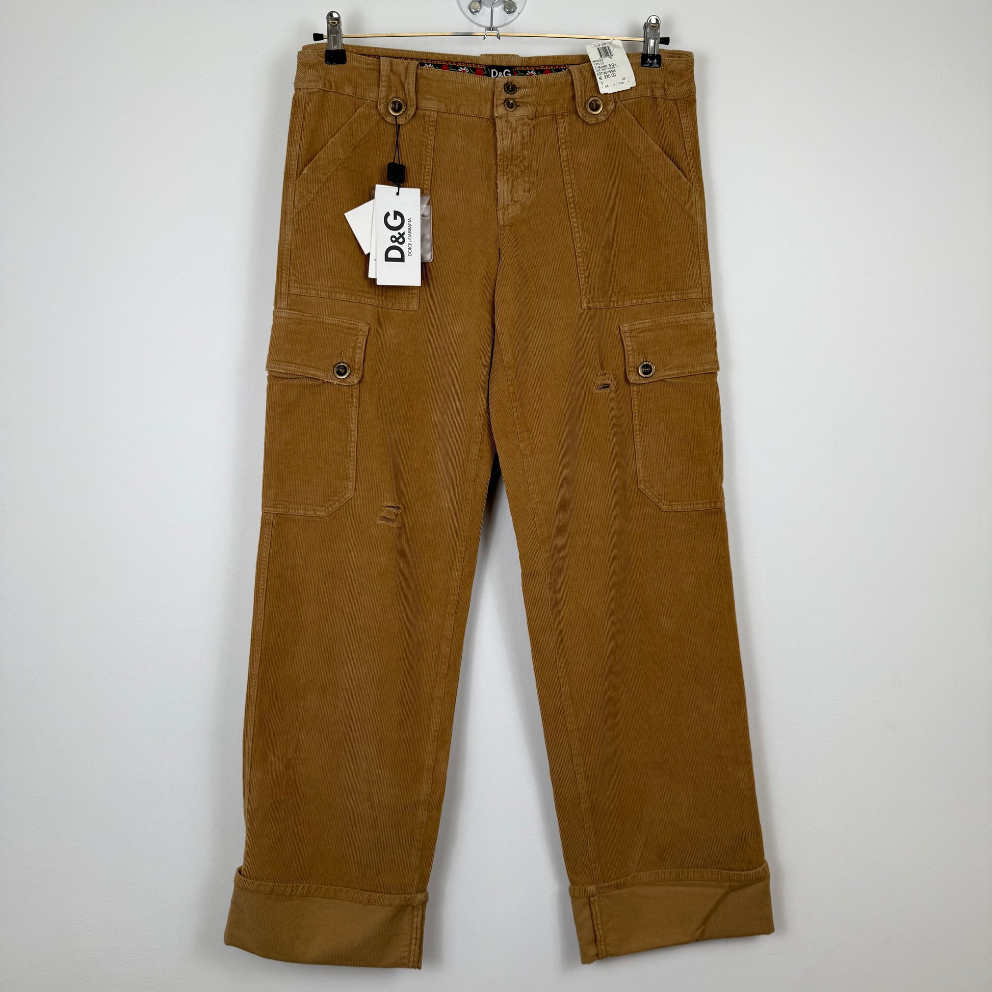 D&G Dolce & Gabbana Vintage Corduroy Cargo Pants - New With Tags