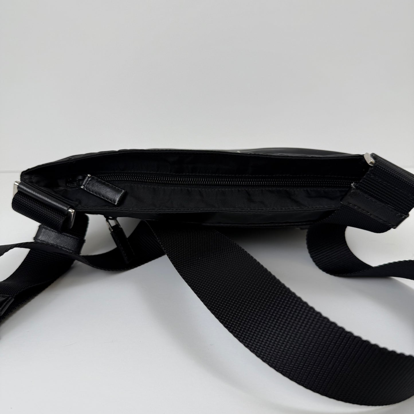 Prada Black Tessuto Nylon Flat Messenger Bag