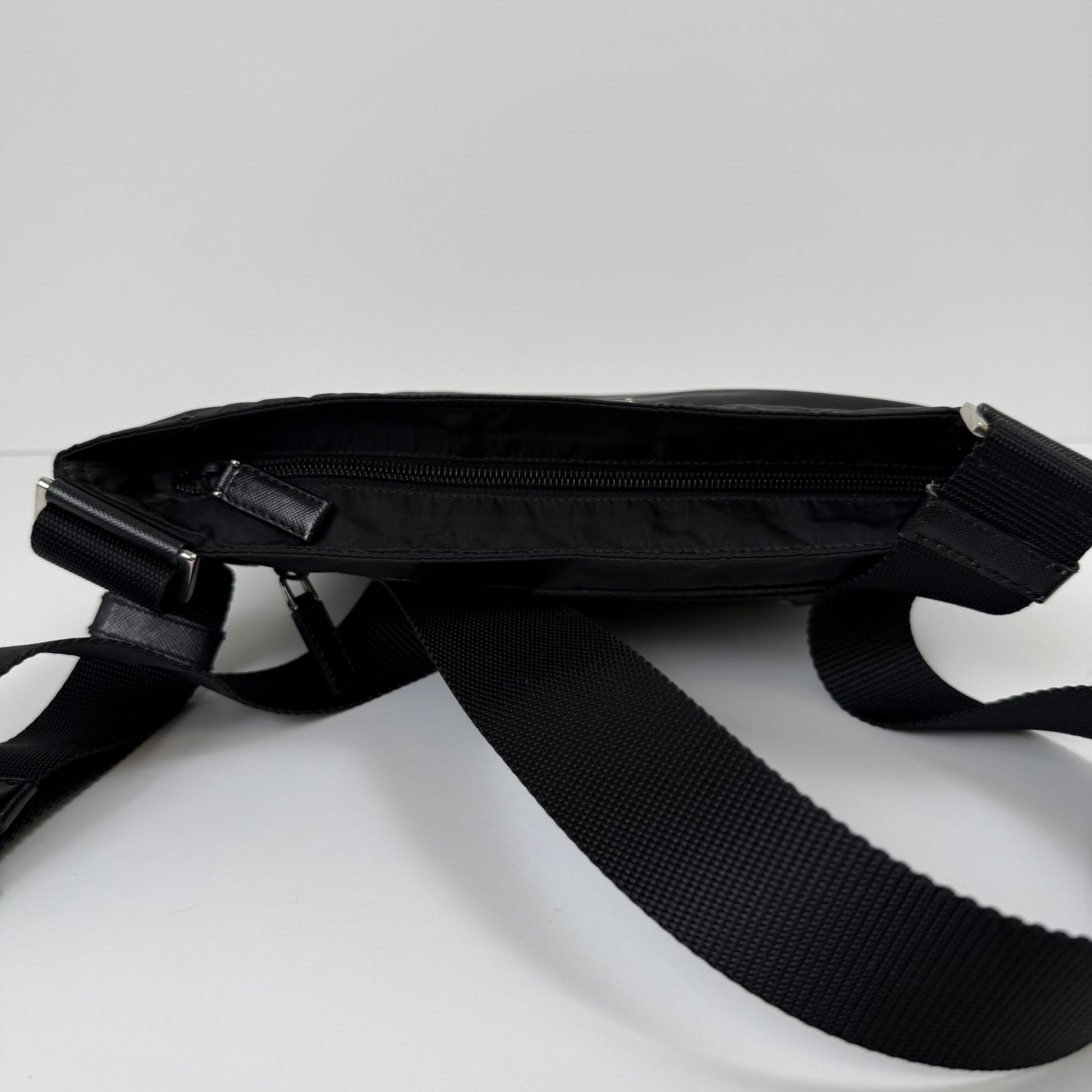 Prada Black Tessuto Nylon Flat Messenger Bag