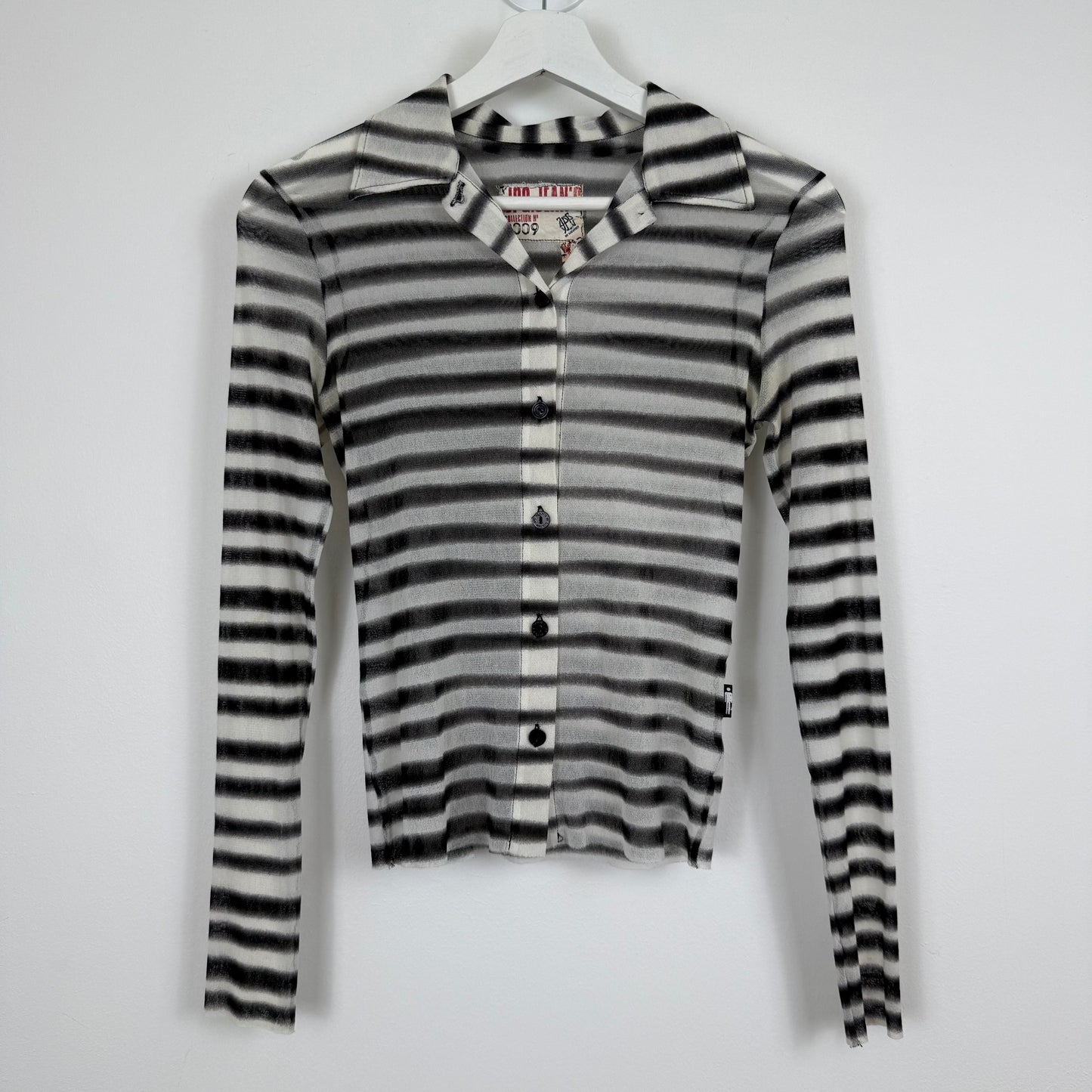 Jean Paul Gaultier JPG. Jean's Blurred Stripe Mesh Top