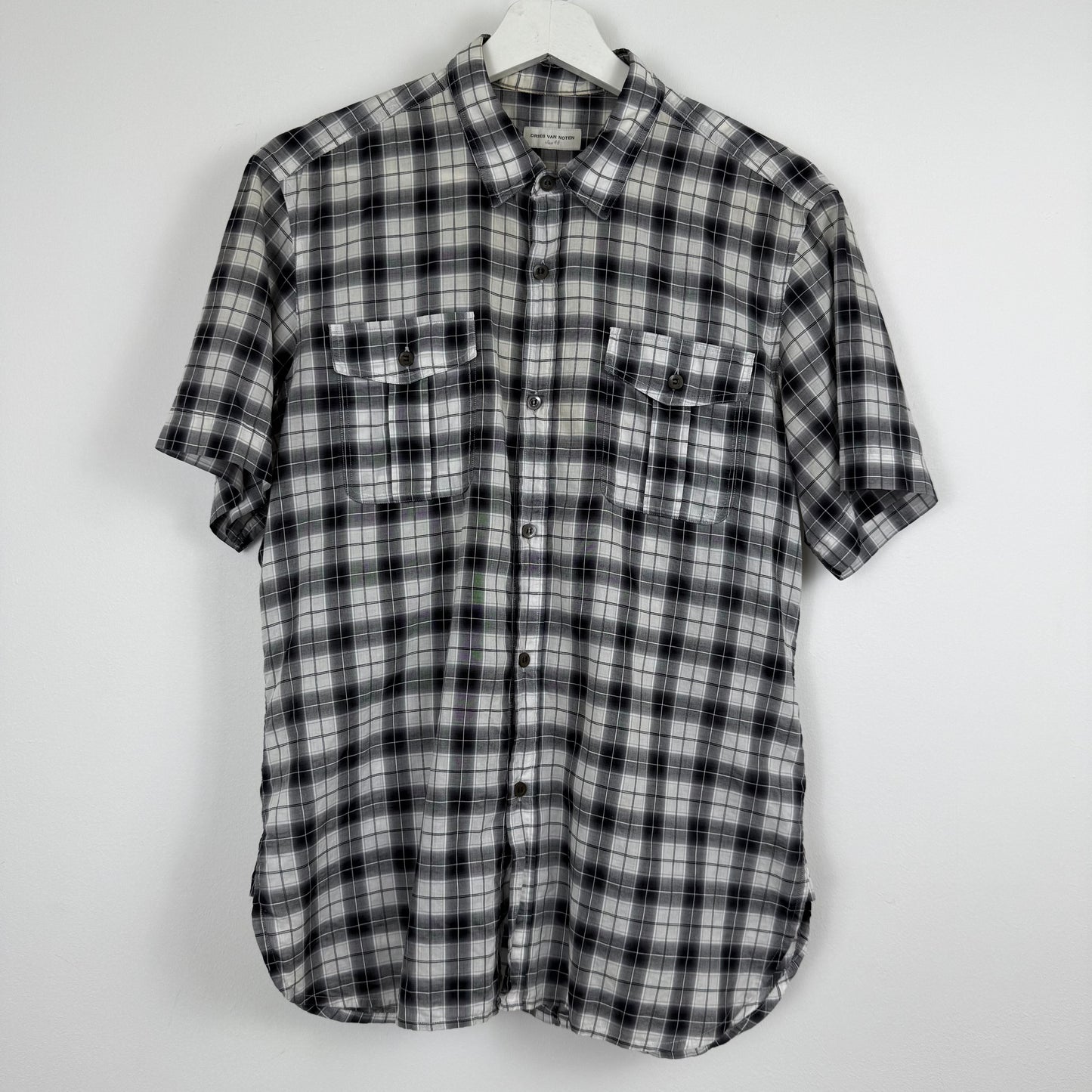 Dries van Noten Plaid Short Sleeve Shirt with Rear Box Pleat (Mid-2000s)