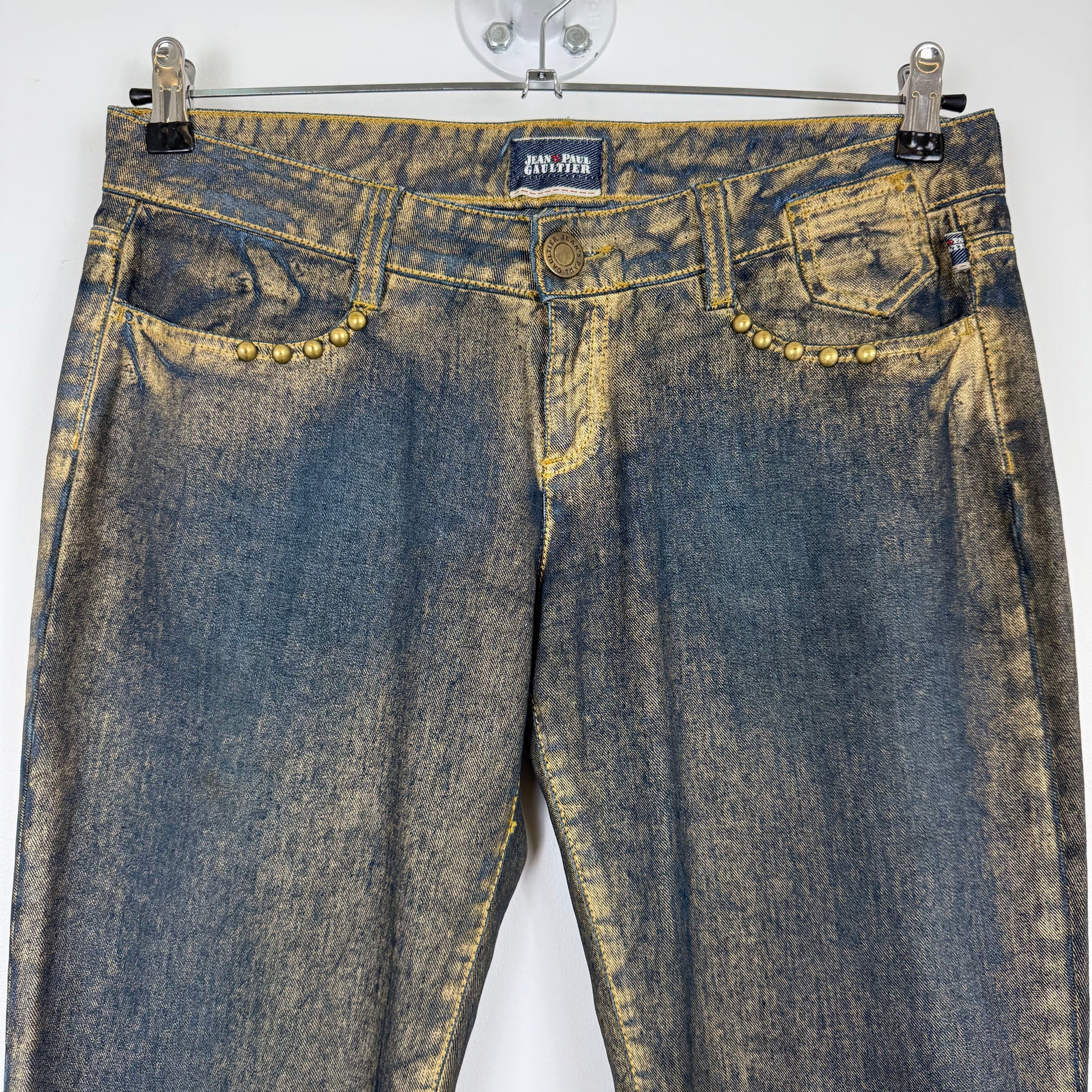Jean Paul Gaultier (JPG) Gold-Coated Studded Denim