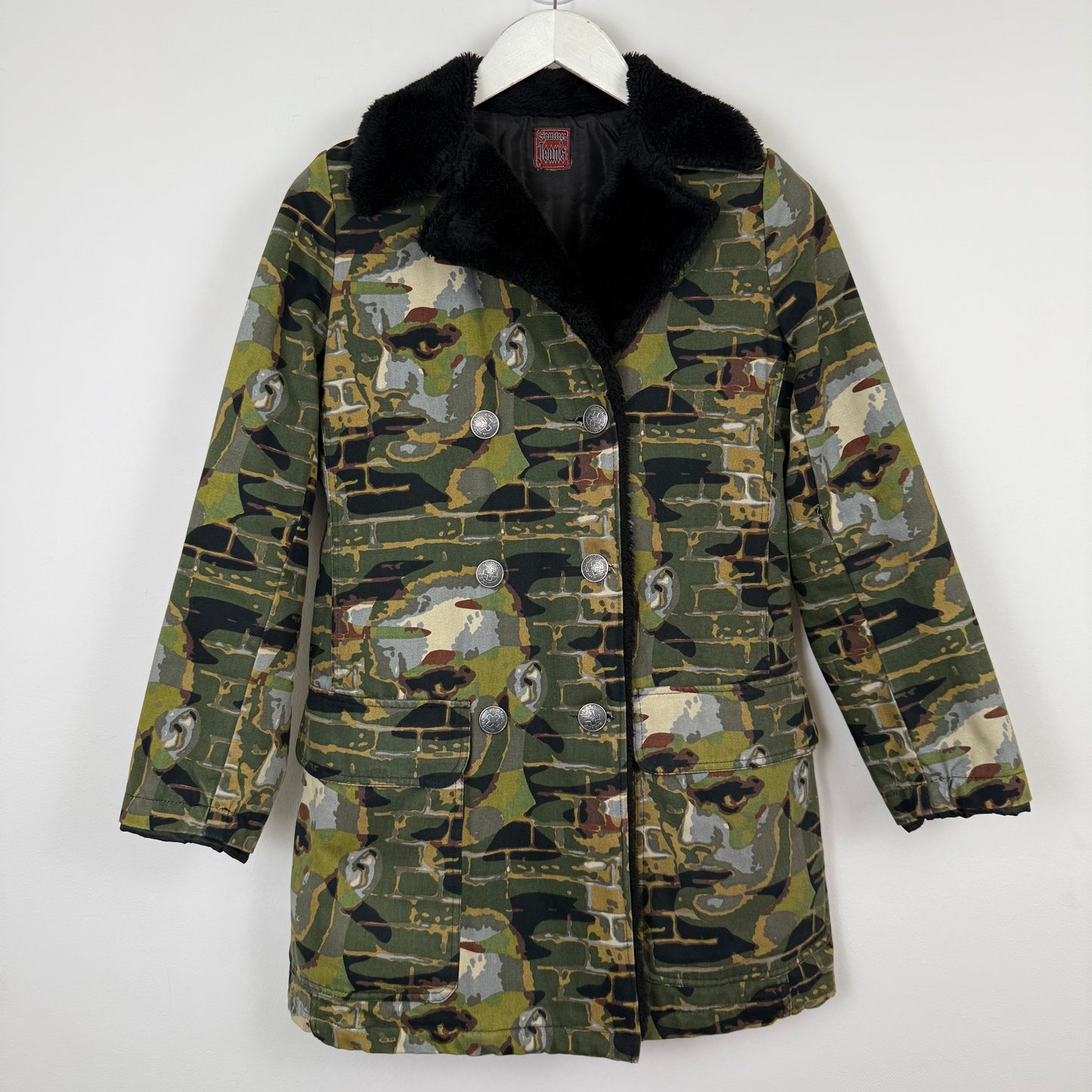 Jean Paul Gaultier 1997 "Fight Racism" Graphic face camo Coat