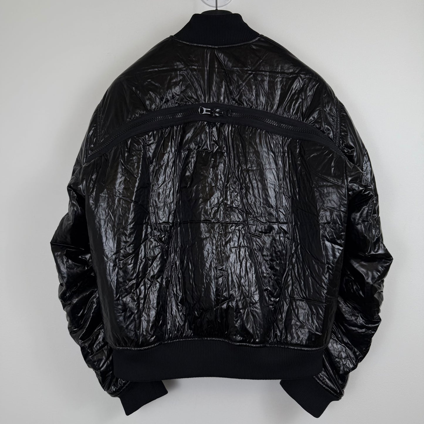 Dries Van Noten FW21 Back-Zip Crinkled Technical Bomber