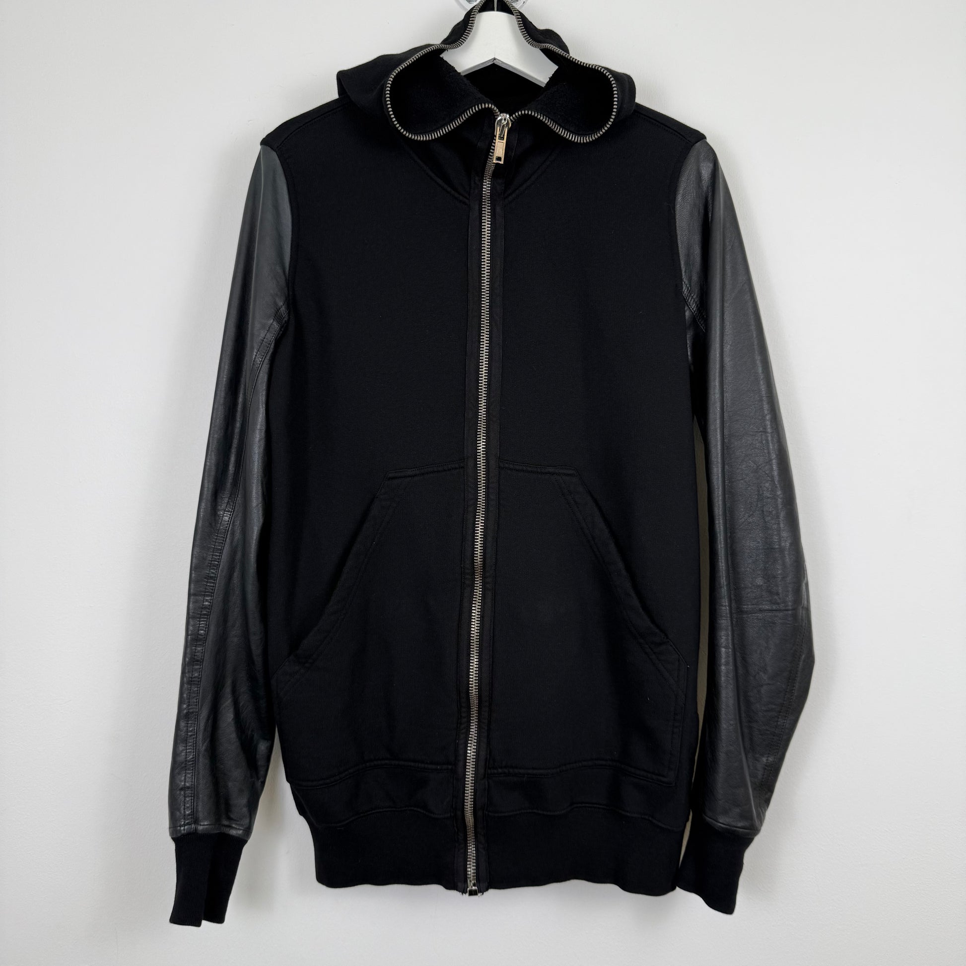Rick Owens DRKSHDW Leather-Sleeve Gimp Hoodie ss15
