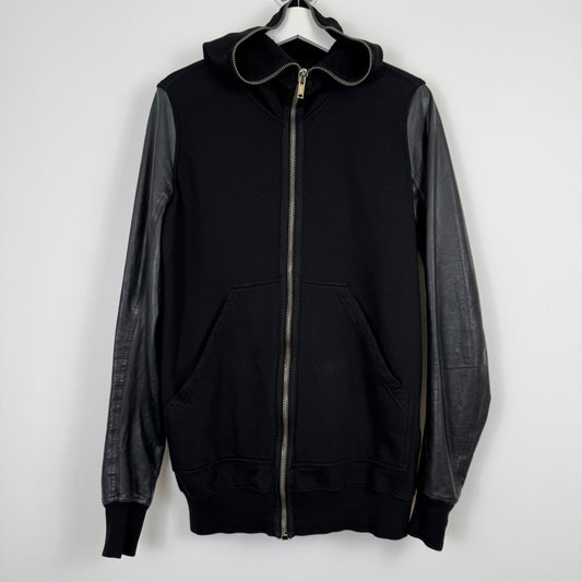 Rick Owens DRKSHDW Leather-Sleeve Gimp Hoodie ss15