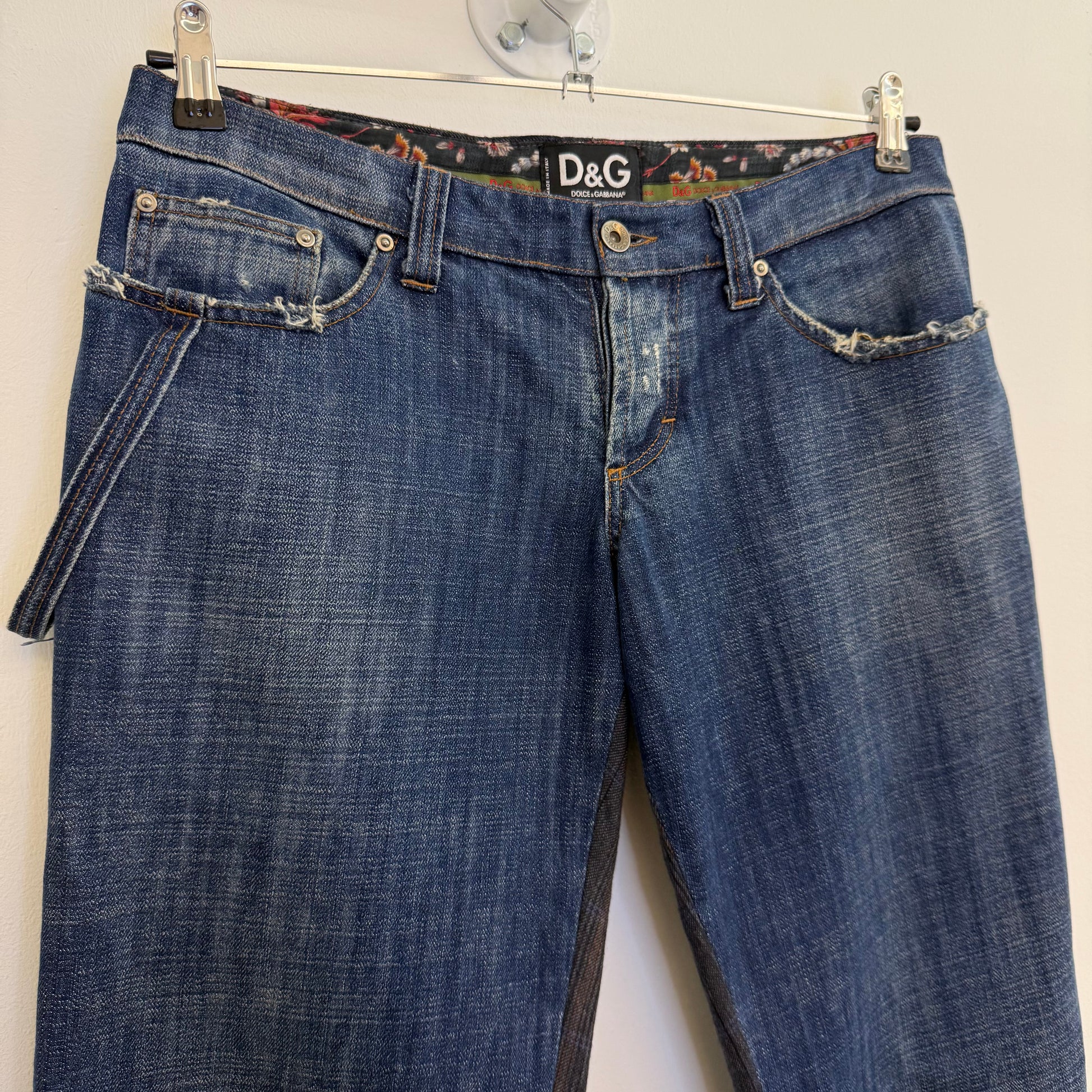D&G Dolce & Gabbana Hybrid Denim-Checked Trousers