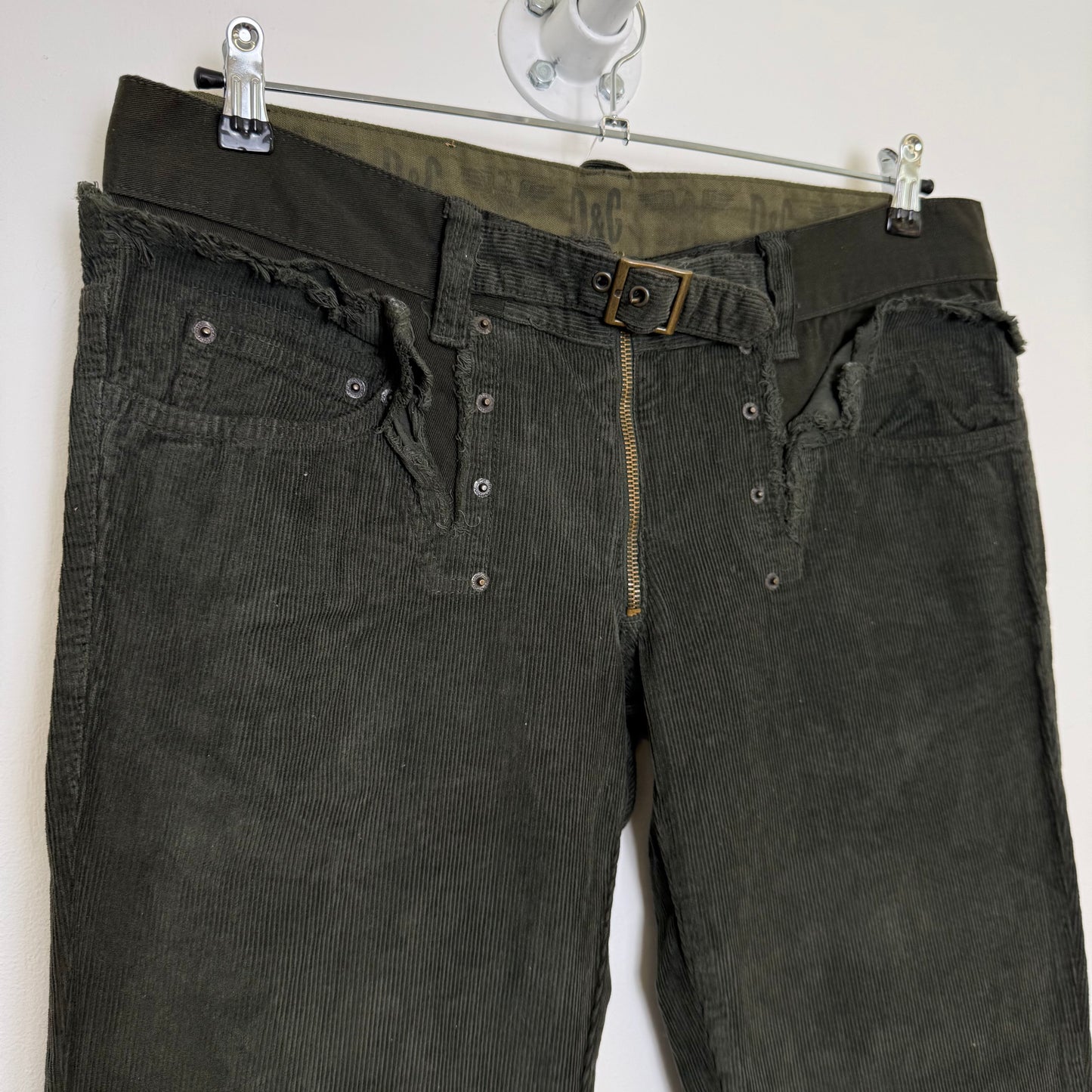 Dolce & Gabbana Reconstructed Double-Waist Corduroy Pants