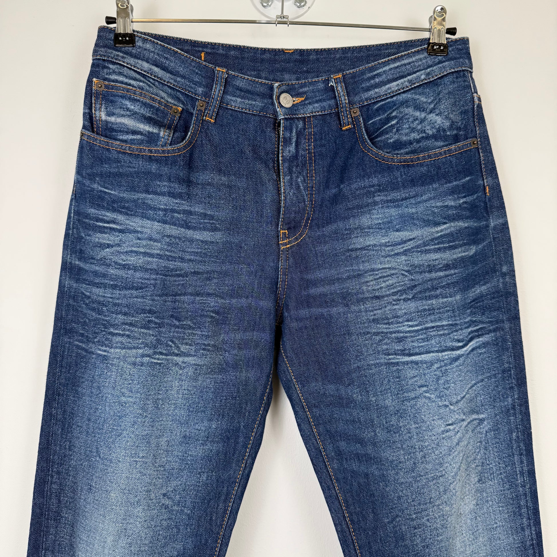 MM6 Maison Margiela Blue Wash Knot-Detail Straight Leg Jeans
