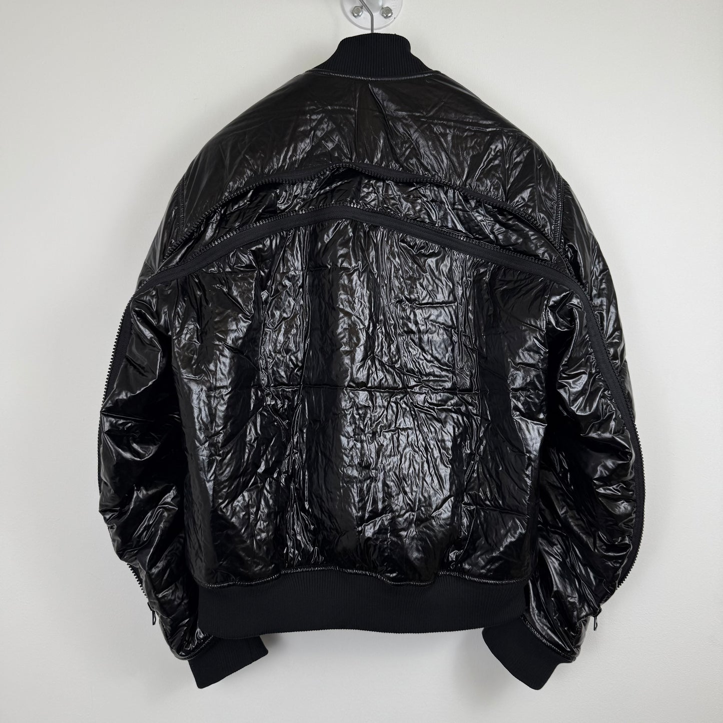 Dries Van Noten FW21 Back-Zip Crinkled Technical Bomber