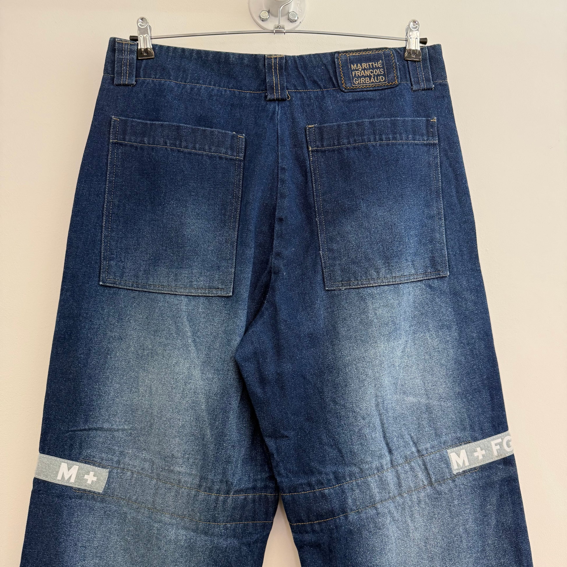 Girbaud wide blue washed denim cargo jeans