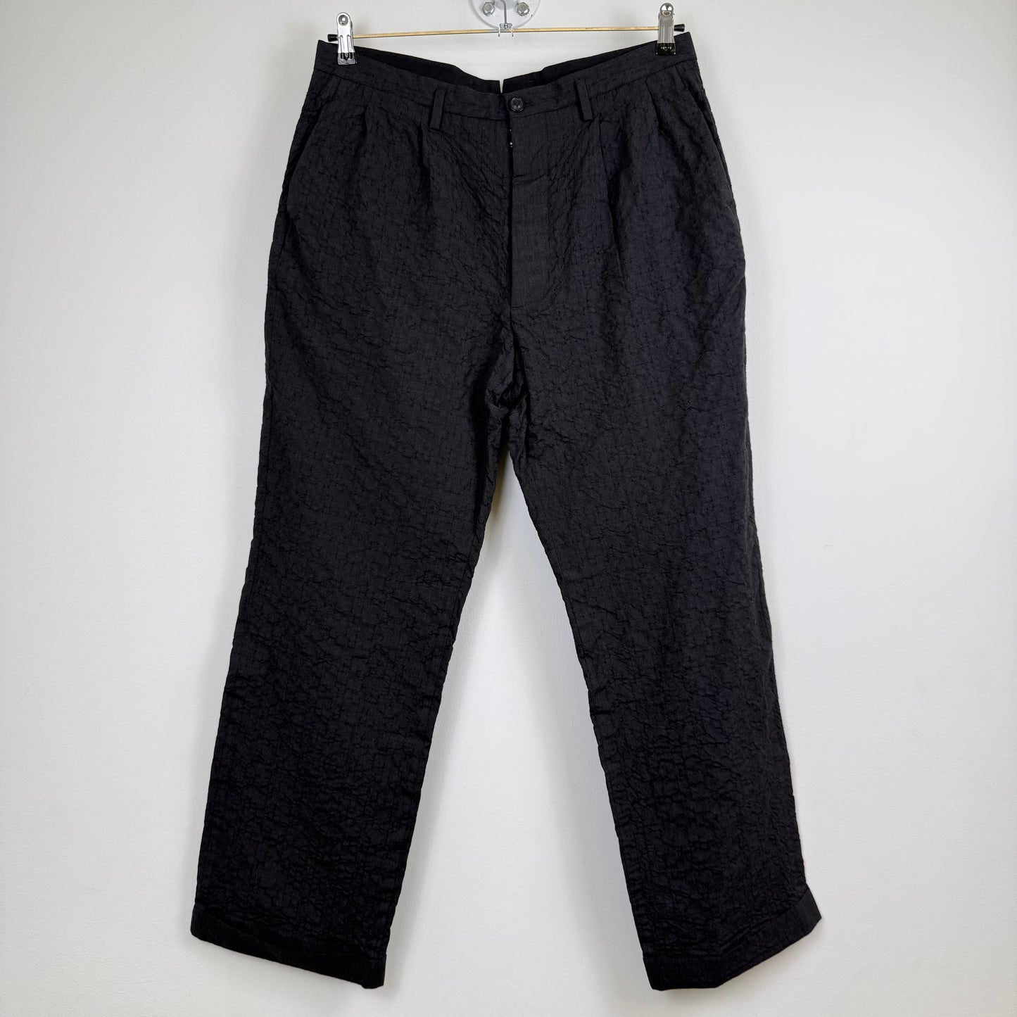 Maison Margiela Line 14 Black Crinkled Pleated Trousers
