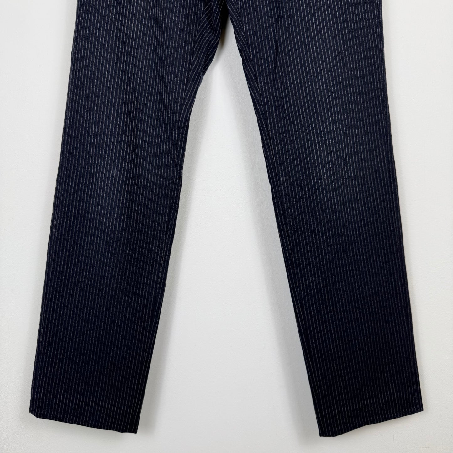 Dries van Noten Pinstripe Tailored Trousers Dark Navy/Grey