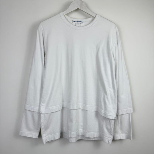 Comme des Garçons SHIRT Double Layer White Long Sleeve Tee