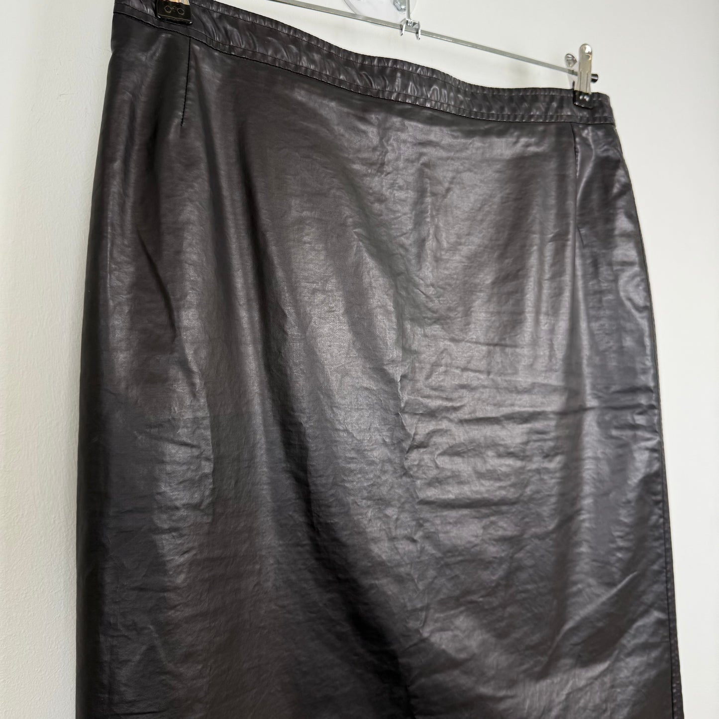 Dries van Noten Fake leather black midi skirt