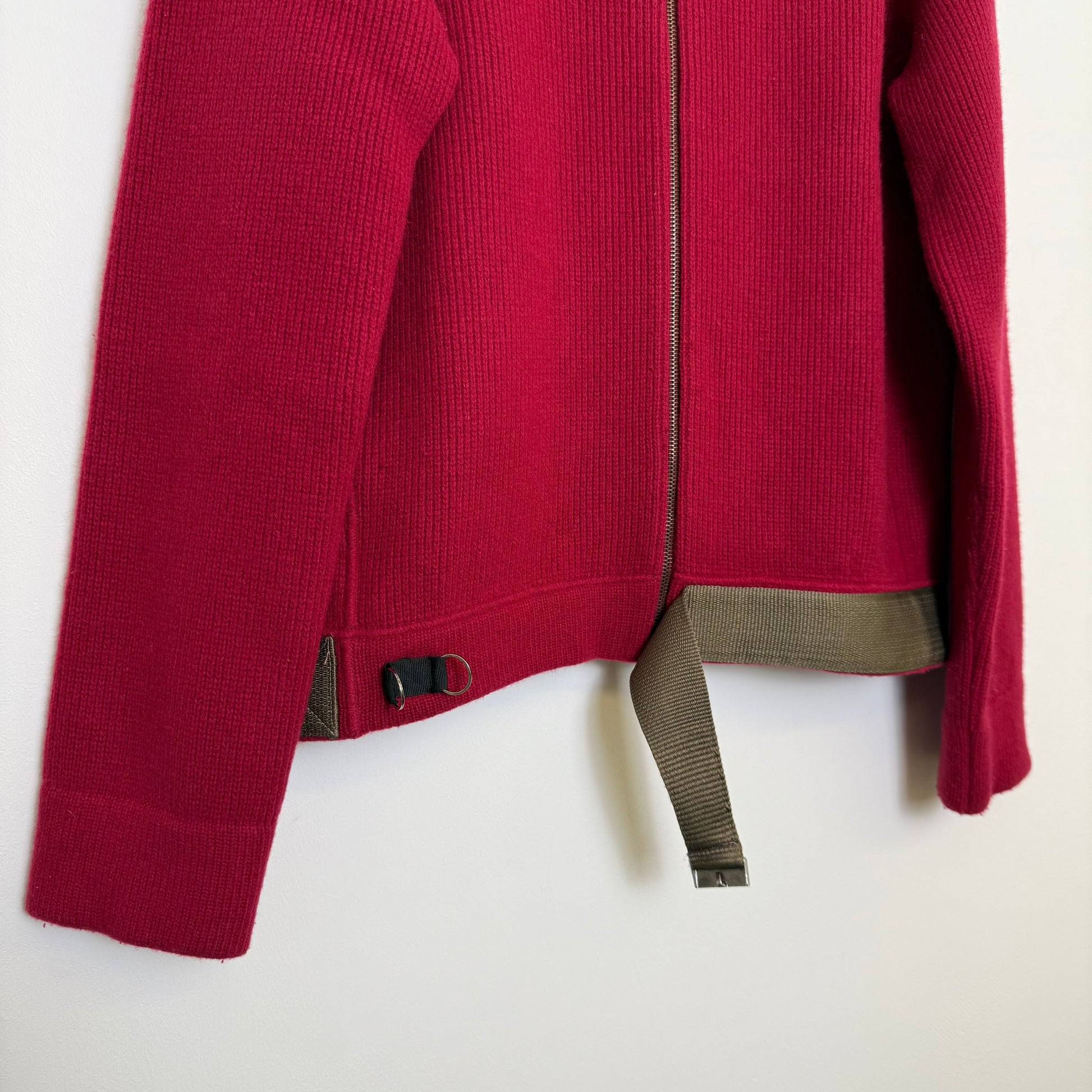 Dirk Bikkembergs Sport Couture Zip-Up Belted Cardigan Red