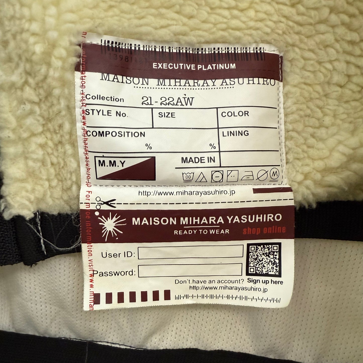 Maison Mihara Yasuhiro Big Zipper Boa Fleece Jacket