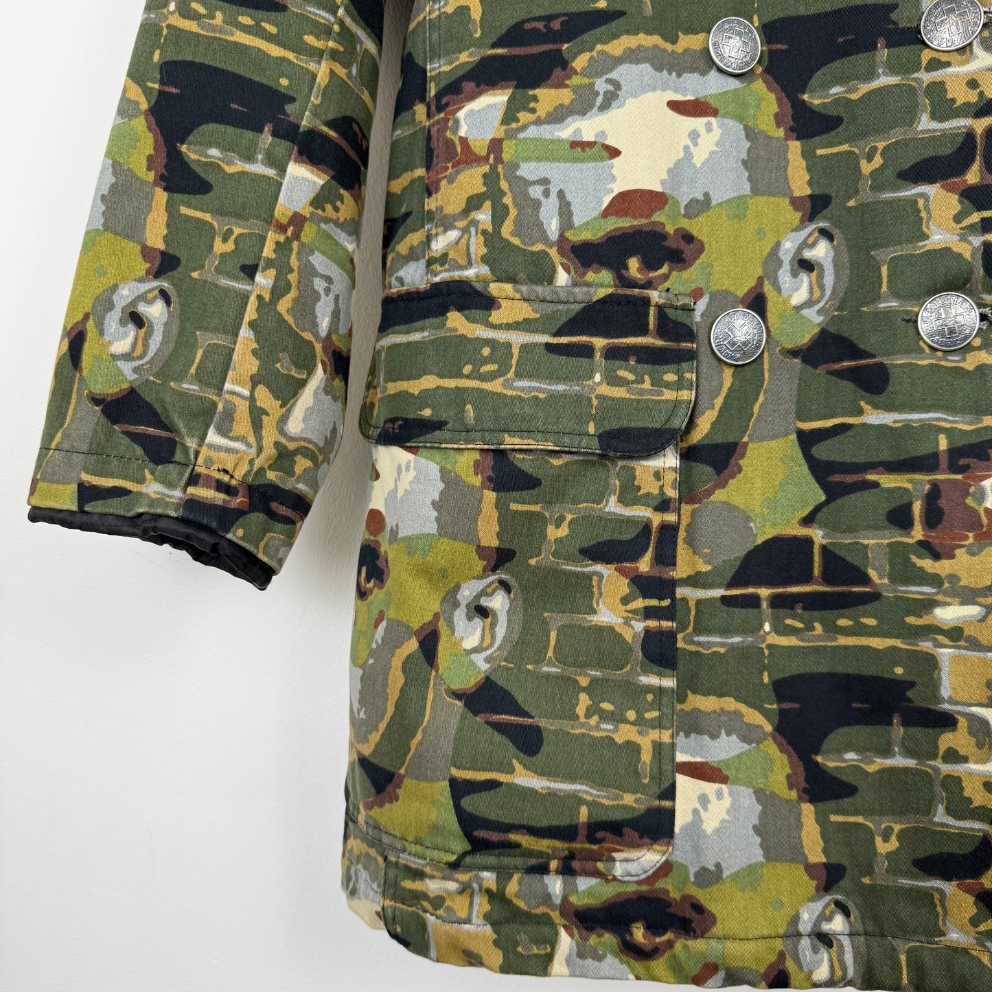 Jean Paul Gaultier 1997 "Fight Racism" Graphic face camo Coat