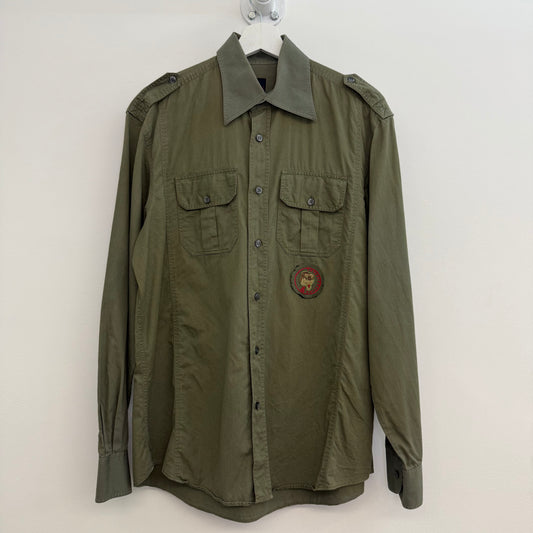 Dolce & Gabbana navy green army button shirt