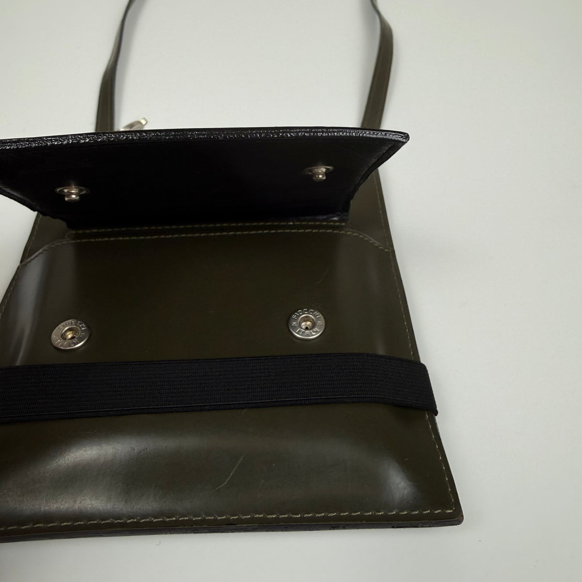 Jean Paul Gaultier Leather Crossbody Bag + Matching Wallet — Olive Green — OS