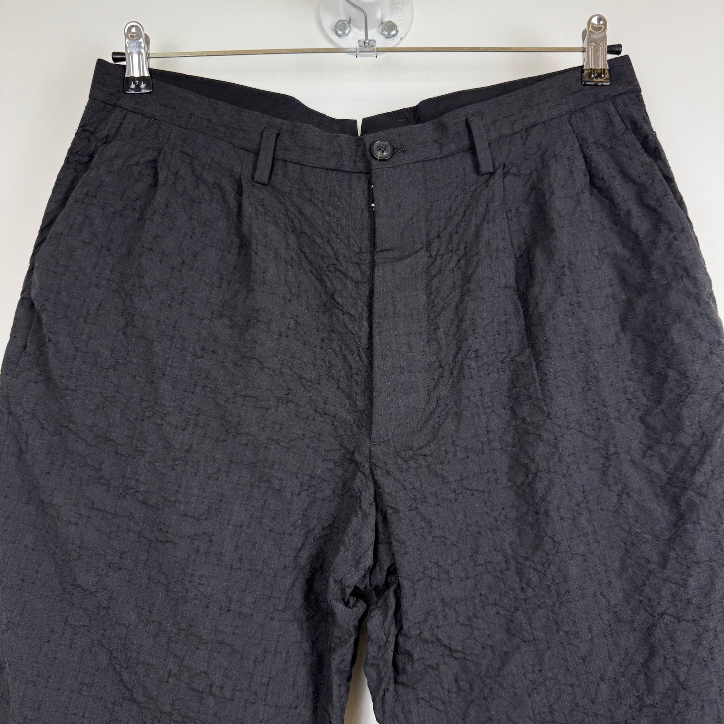 Maison Margiela Line 14 Black Crinkled Pleated Trousers