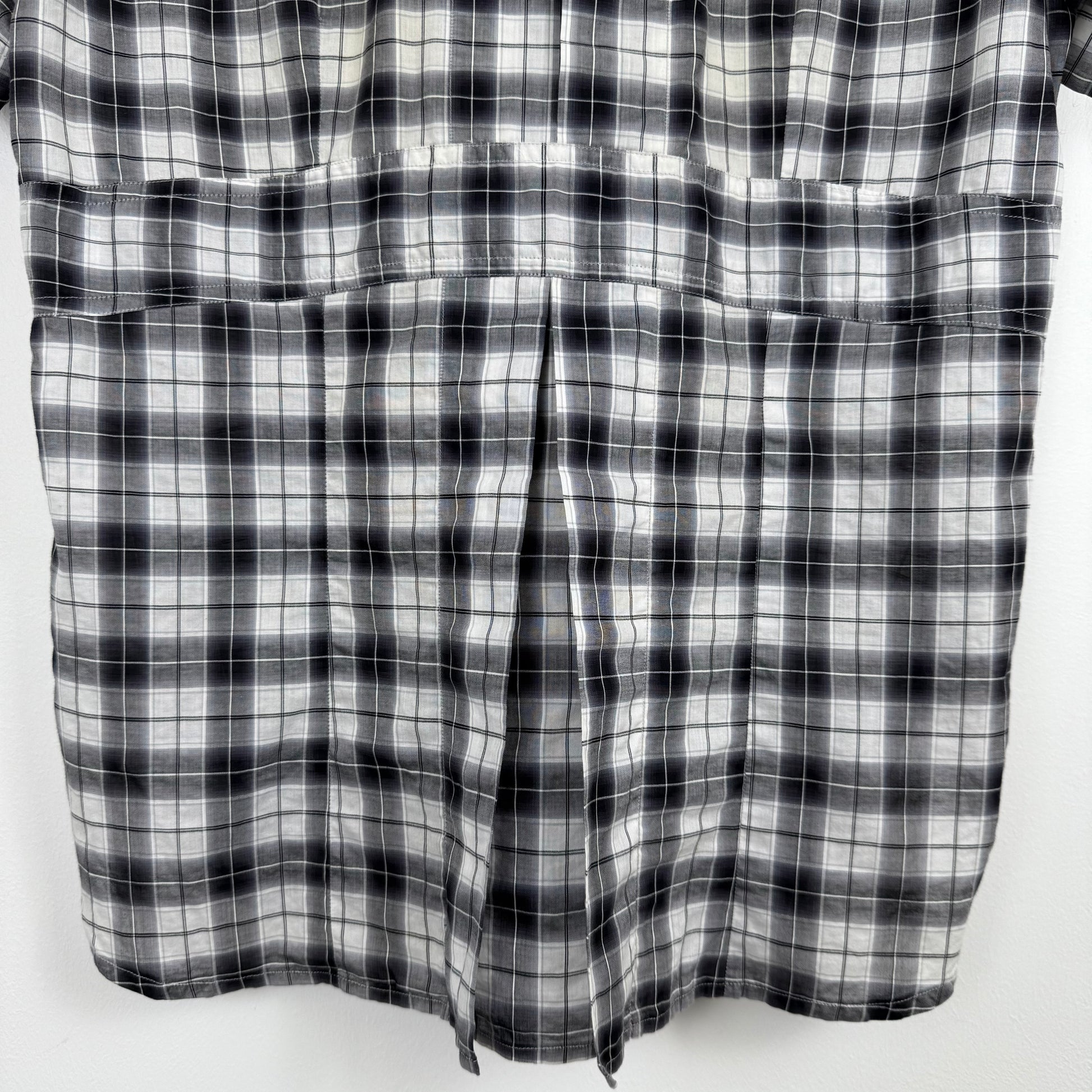 Dries van Noten Plaid Short Sleeve Shirt with Rear Box Pleat (Mid-2000s)